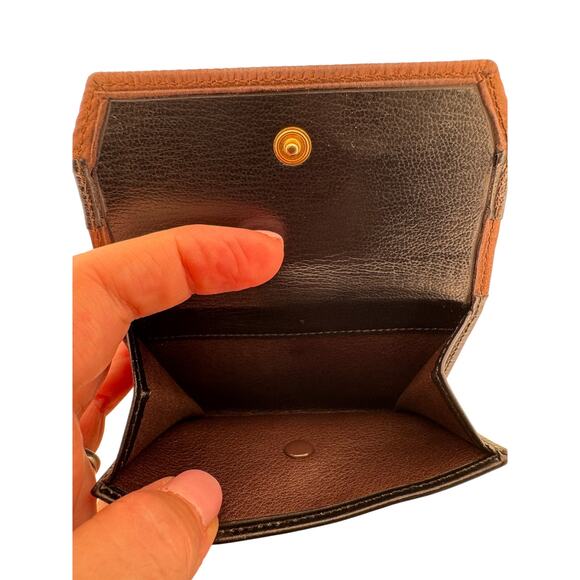 Loewe Brown and Black Leather Compact Wallet with Gold Bar Detail - Picture 4 of 5